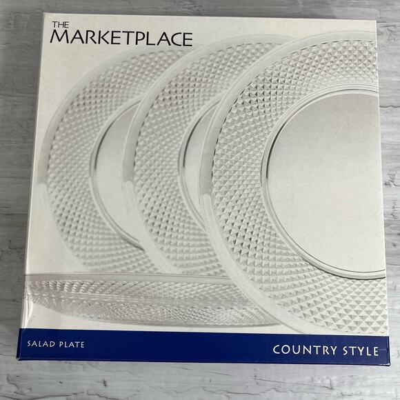 The Marketplace Hard Clear Plastic Country Style Salad Plates Set Of 4 - Picture 1 of 6